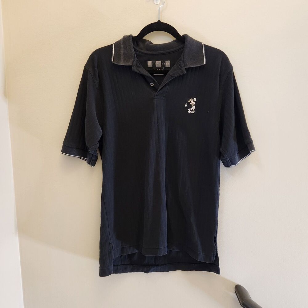 Vtg Nike Dri-Fit Men's Mickey Mouse Disney Parks Black Golf Polo Shirt Size S